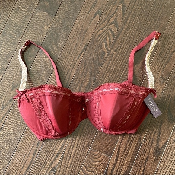 😍2/$20 NWT Alegro Lingerie Sz 36D Antique Rose Padded Bra - Picture 2 of 10